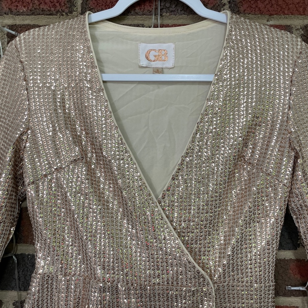 NWT Gianni Bini GB Gold Sequin Wrap Dress Women’s Size S